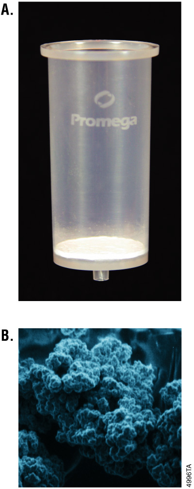 Images of two Promega silica purification matrices.